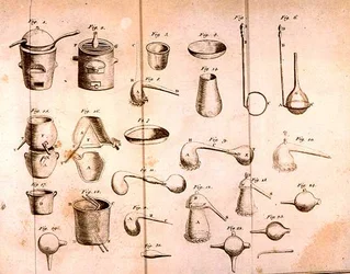 Scientific equipment, from The Elements of Chemistry by Antoine Laurent de Lavoisier, engraved by D.Lizars
